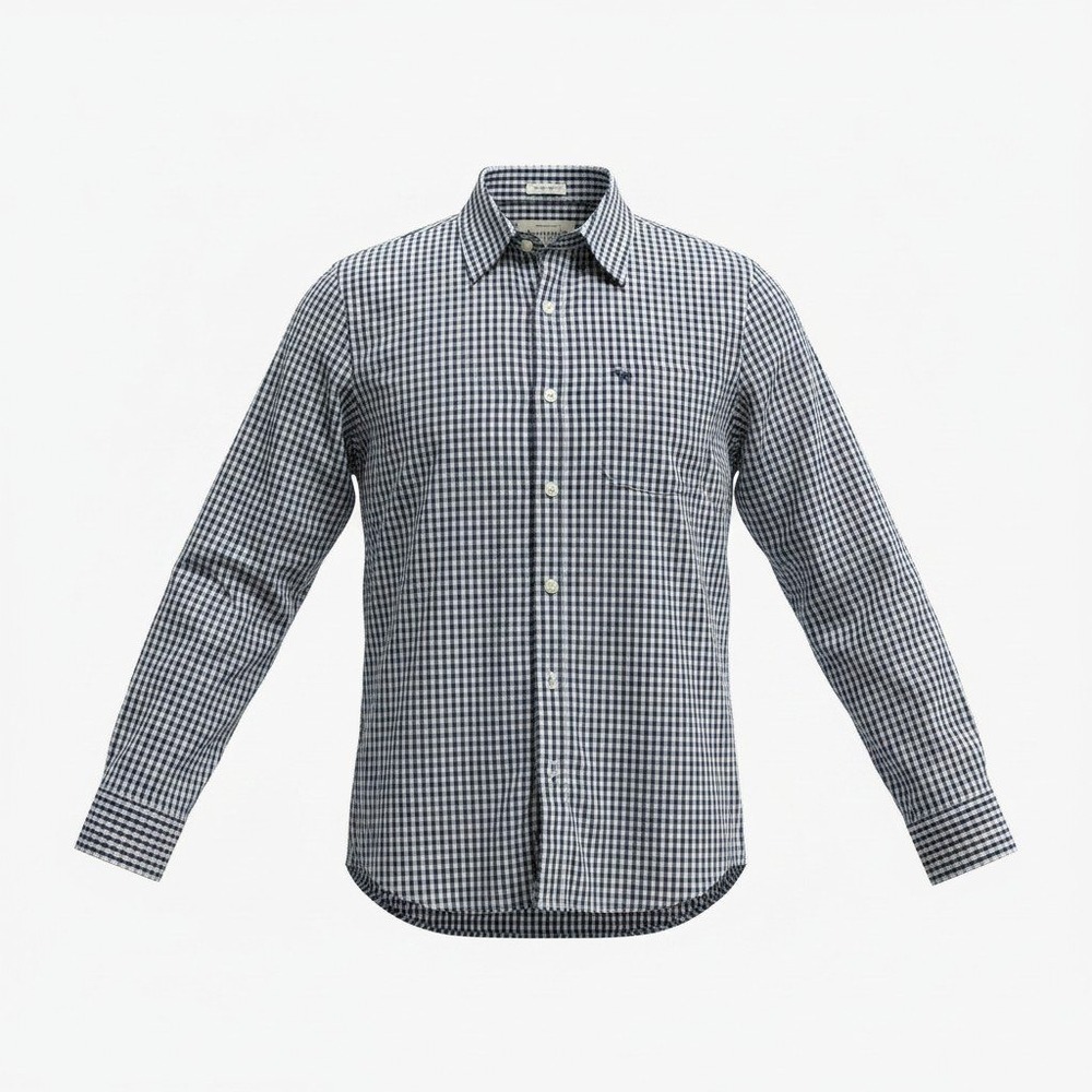 Button Down Shirt Abercrombie & Fitch M Mens Navy Gingham Excellent Long Sleeve